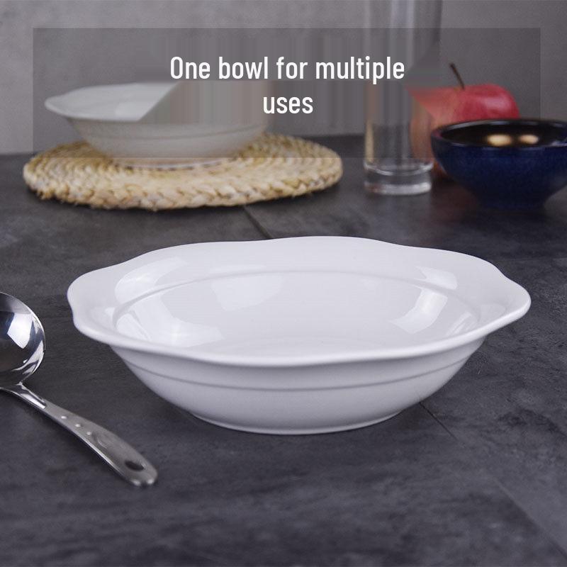 Elegant White Ceramic Pickled Fish & Noodle Bowl for Home or Restaurant Use