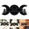Black Fairies Moon Design Wooden Wall Crystal Display Hanging Shelf With Multi Compartments For Artistic Storage Solution