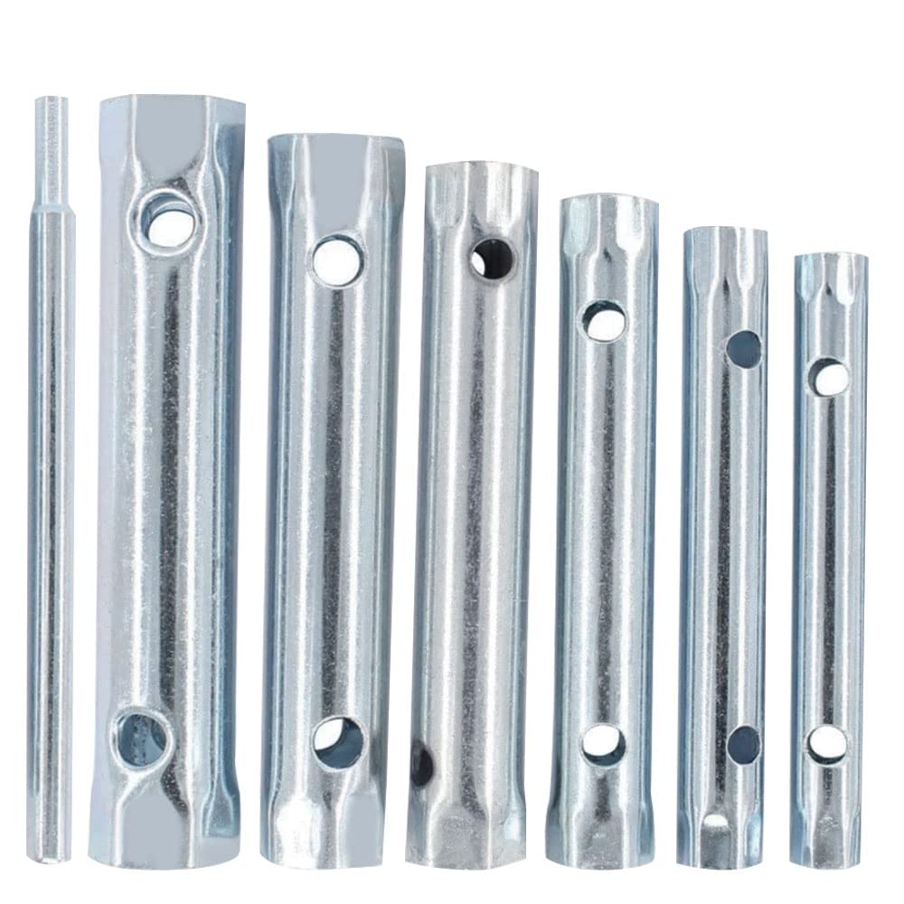 EMAGEREN Zündkerzenschlüssel-Satz Sechskant mit Drehmoment Reparaturwerkzeug für Kfz-Klempnerei 6 Stück 8-19mm, Beidseitig verwendbar, Stahl, Langlebig,