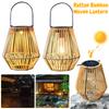 Solarbetriebene Rattan-Bambus-Laterne IP65 Wasserdichte Hänge- & Steh-Dekorationsleuchte für Balkon Terrasse Hof Garten Außenbereich