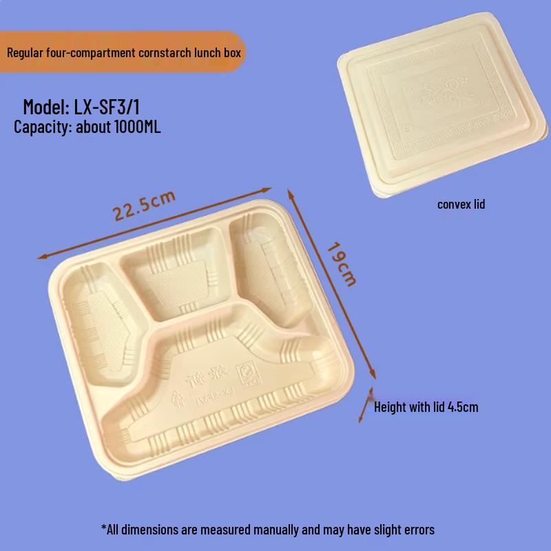 Biodegradable 4-Compartment Disposable Meal Prep Containers