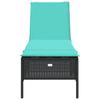 Black Sun Lounger with Cushions Poly Rattan