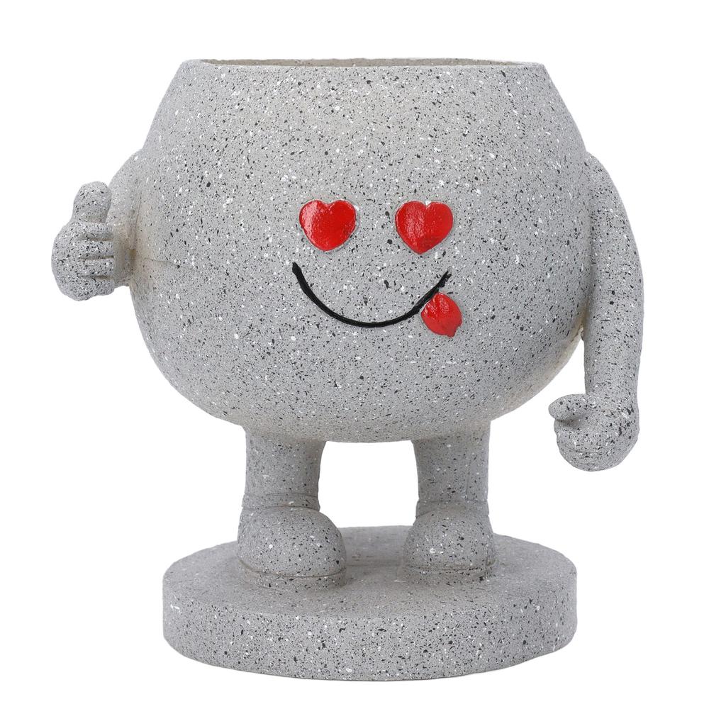 Urocza doniczka okrągła kreskówkowa żywiczna twarz doniczka doniczka z otworem drenażowym na sukulenty Ind