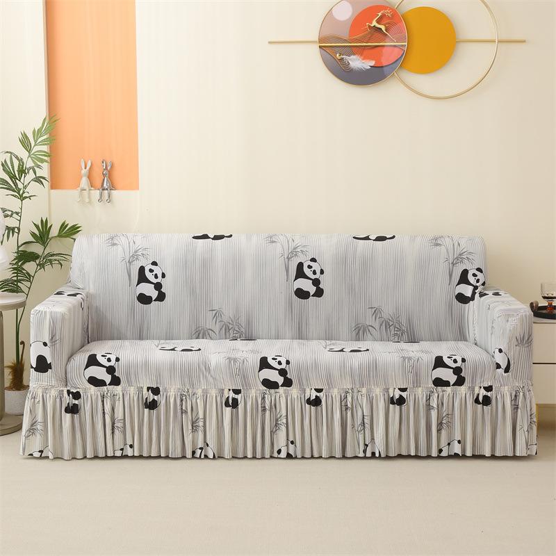 

Skirted Printed Armrest Sofa Cover All-Inclusive Stretchable Easy Fit Couch Slipcover Anti-Slip Furniture Protector Home Decor 1 Seat (90-140cm)