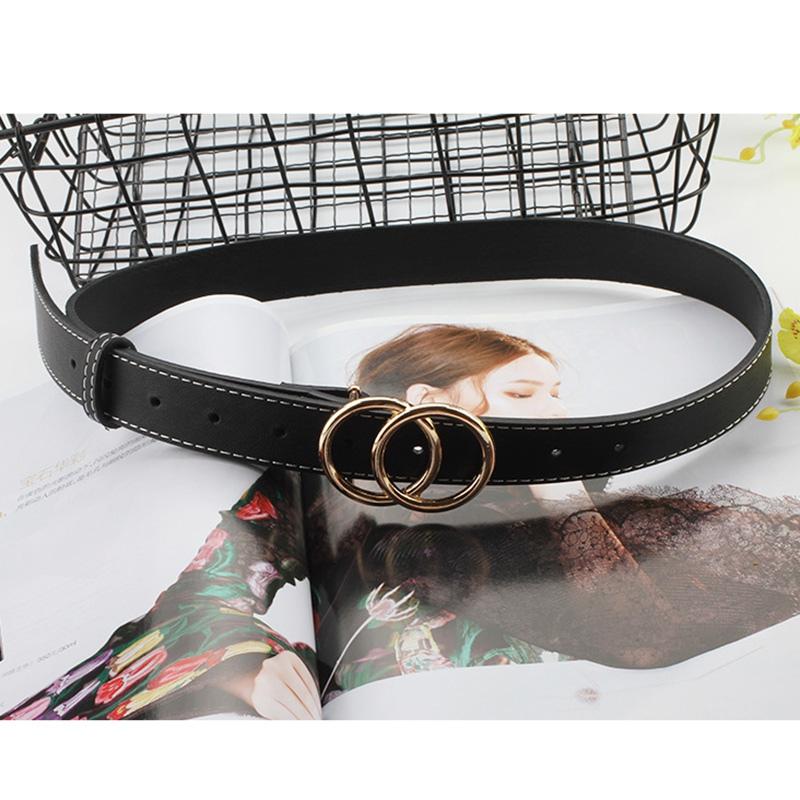 

Ремень из искусственной кожи с двойной круглой пряжкой в ​​стиле ретро