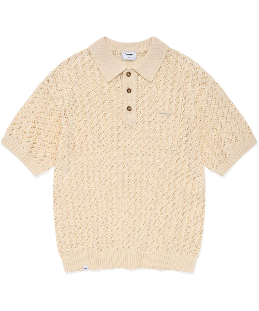 COVERNAT Small Authentic Crochet Collar Half Knit Cream