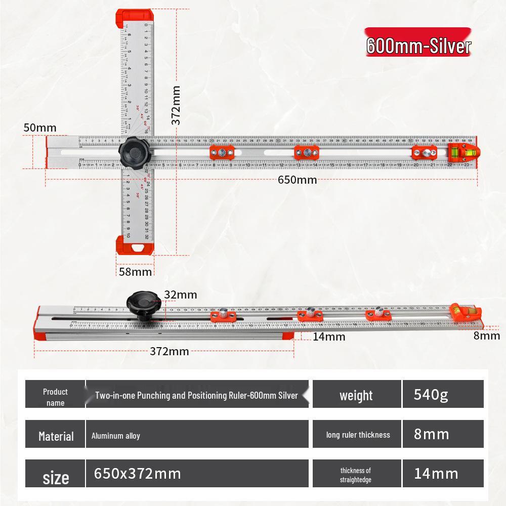 Multifunctional Woodworking T-Square & Positioning Angle Ruler
