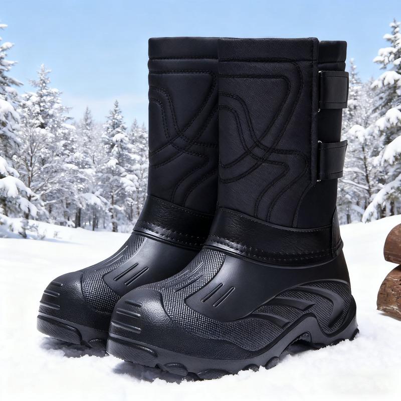 Winter Boots for Men Outdoor Waterproof Fishing Boots Plush Warm Mid-calf Cotton Shoes Men Snow Boots Lightweight EVA Work Botas