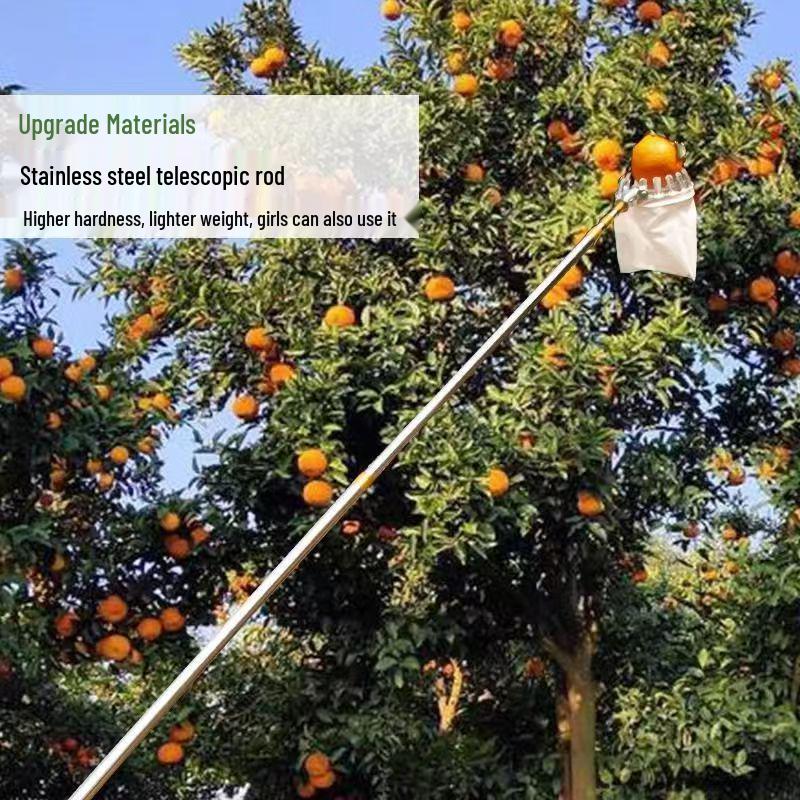 Multifunctional Stainless Steel Fruit Picker for High Altitude and Seasonal Use.
