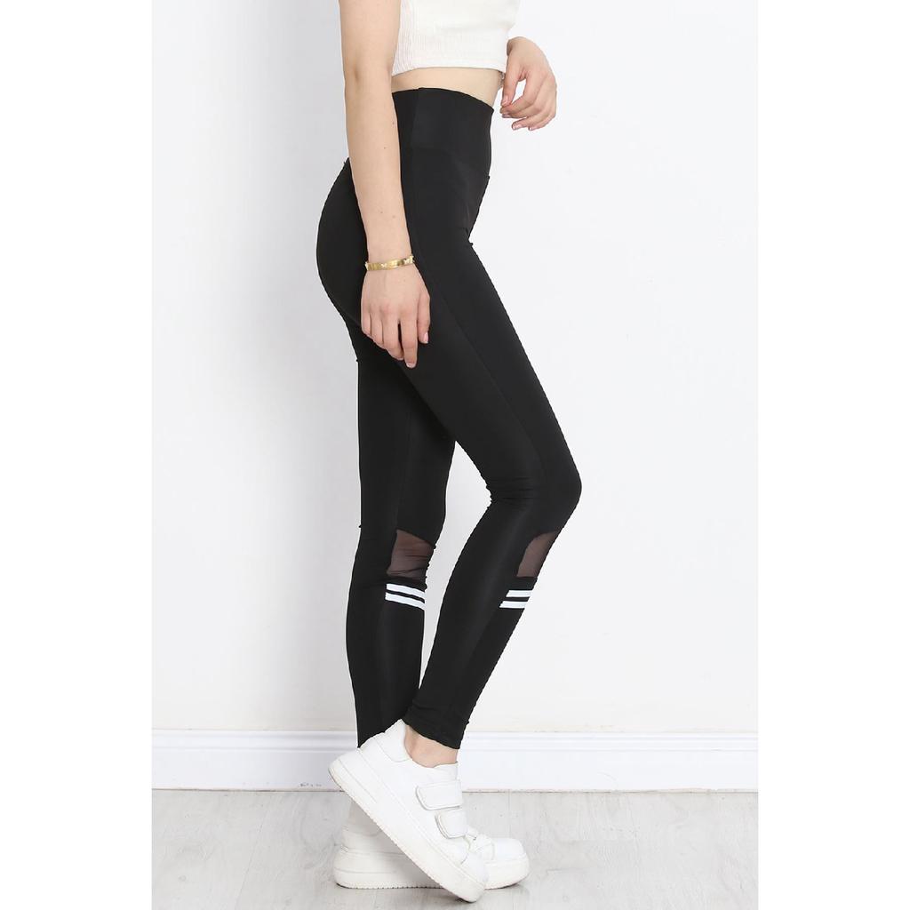 Tulle Tights With Leg Stripes Black