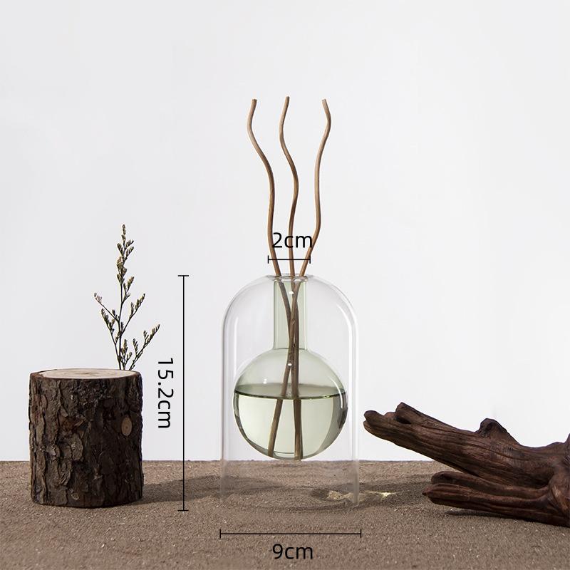 Transparent Double-layer Glass Vase Scented Bottle Candlestick Incense Base Terrarium Flower Vase Home Decoration Accessories