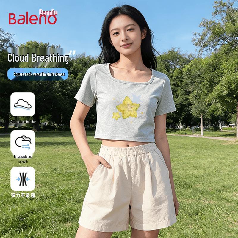 

Baleno Women s Slim Fit Square Neck Printed T-Shirt L