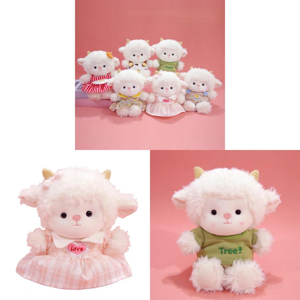 Plush Sheep Dressup Doll With Bow For Childrens Gift And Playtime