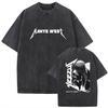 Camiseta Masculina Moda Rapper Kanye West YE Tour Camisetas Lavadas Retrô Unissex Moda Hip Hop Gótica Algodão Puro Streetwear