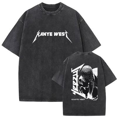 Camiseta de Hombre Moda Rapero Kanye West YE Tour Camisetas Lavadas Retro Unisex Moda Hip Hop Gótica Algodón Puro Streetwear