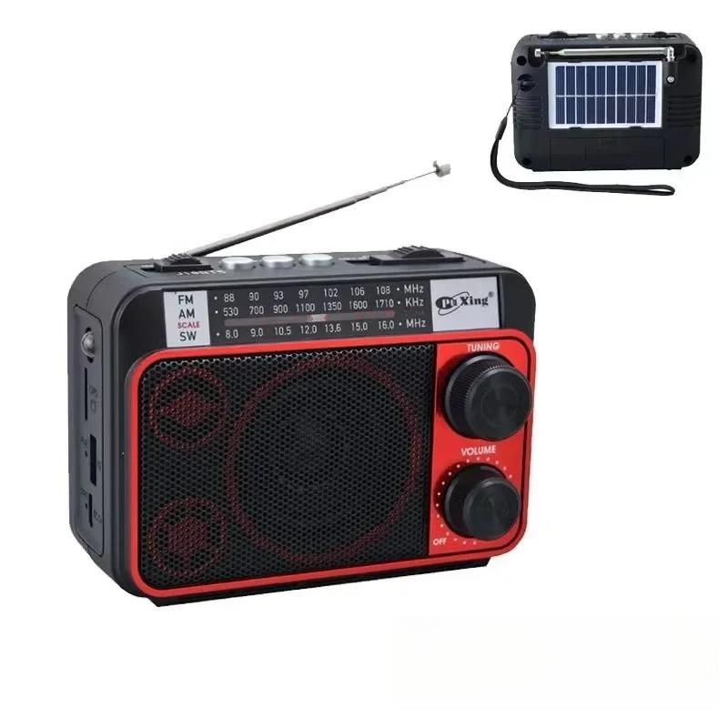 Mini Portable FM AM SW Radio Solar Charging Radios Receiver Wireless Bluetooth Speaker with LED Flashlight Support TF Card USB