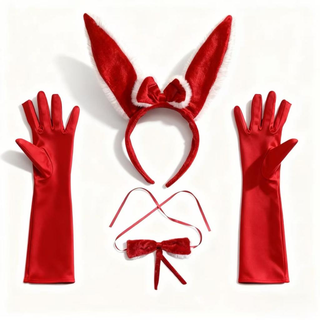 Christmas bunny girl cute red rabbit ear headband for women, autumn and winter headband, cartoon rabbit ear hair accessory