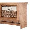 Entryway Coat Rack Wall Mounted Shelf w/ 2 Corn Husk Baskets and Hooks, Brown