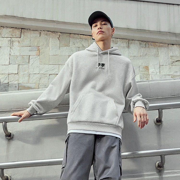 Li Ning Sports Fashion Collection Sweatshirt Unisex Heather Gray Deep Antarctic Gray AWDTB61-6
