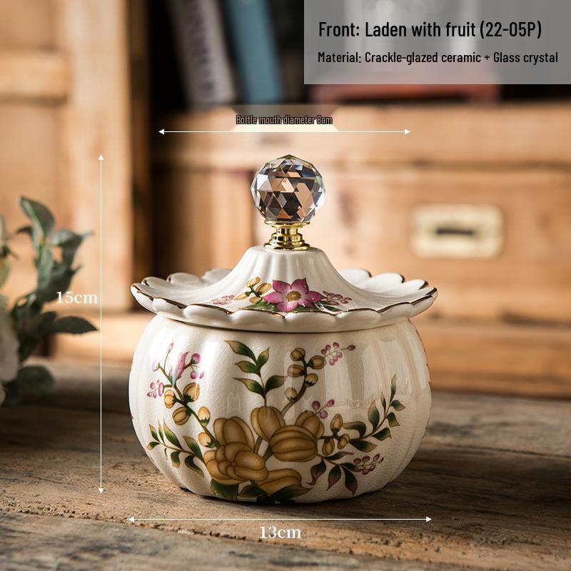 American Retro Ceramic Pumpkin Jewelry Box - Creative European Style Ornament