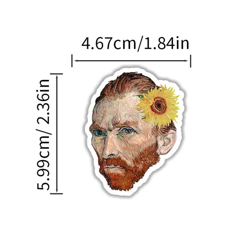 50PCS Retro Famous Art Painting Stickers Pack Van Gogh Oil Painting Style Vinyl Waterproof Decals Laptop Water Bottles Bicycle