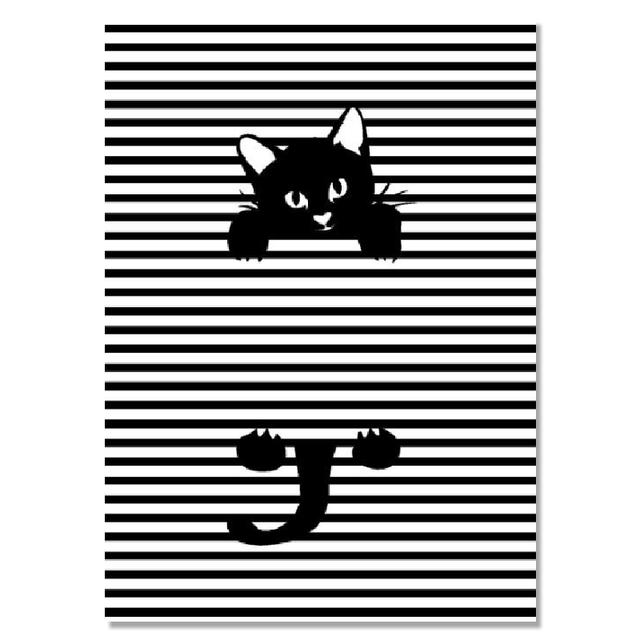 Moderne abstrakte schwarz-weiße Streifen Katzen Leinwand Poster drucken Nordic einzigartige Dekor Tier Wand Kunst Bilder für Zimmer Home Living