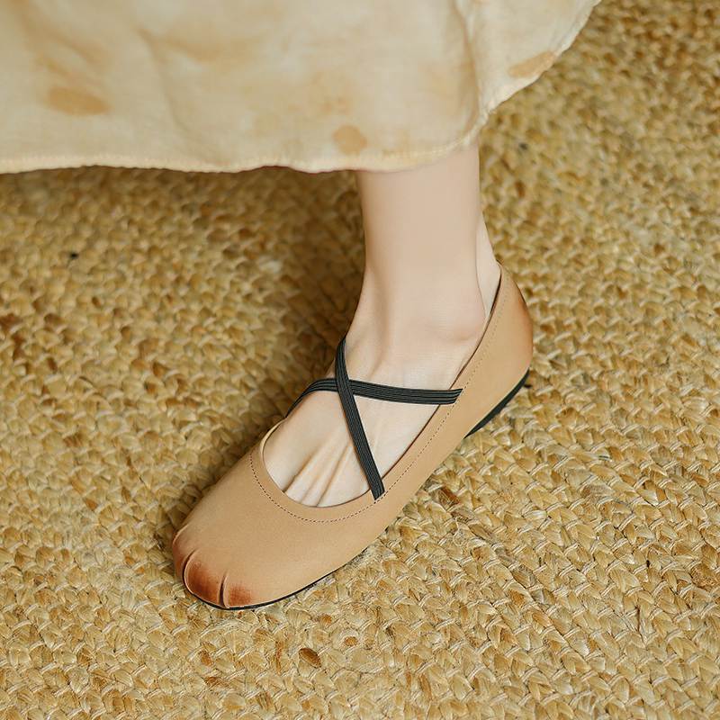 Krazing Pot Nubuck Fashion Spring Size 42 41 Beauty Flat with Women Round Toe Shoes Ballet Dancer Shallow Flats