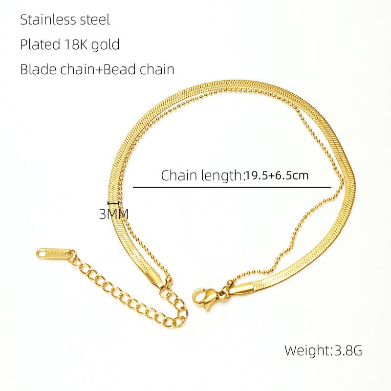 

Позолоченный 18-каратным золотом титановый стальной браслет на ногу - Европейская и американская модная цепочка-лезвие для женщин 18K