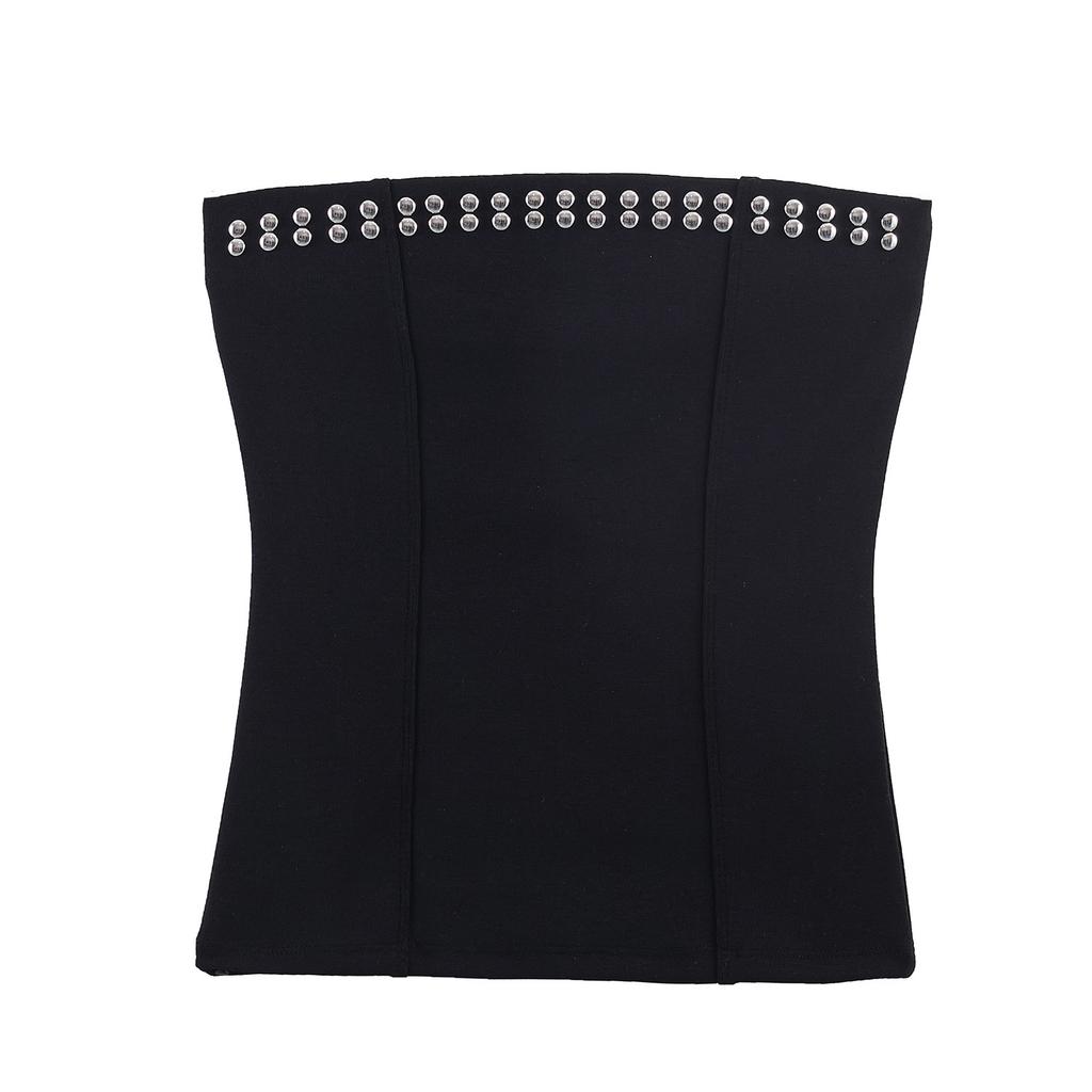 European and American style, new women's clothing, elastic rivets, chest-wrapped top, rivet elastic bell pants