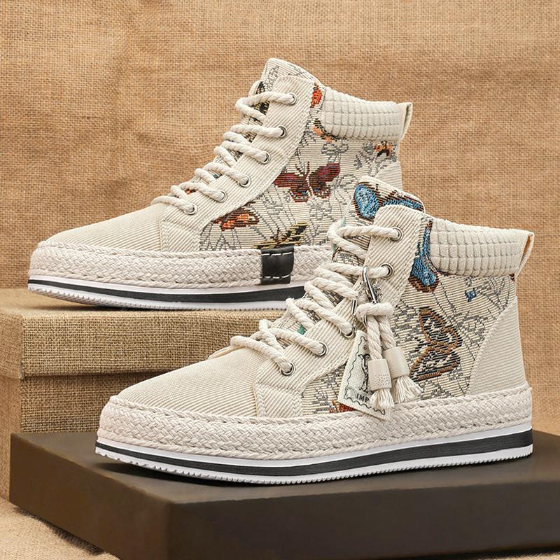 

Мужские парусиновые кеды с высоким верхом, осенне-зимние дышащие вельветовые льняные туфли для лазаньи, спортивные и повседневные туфли на платформе для увеличения роста, модная обувь 44