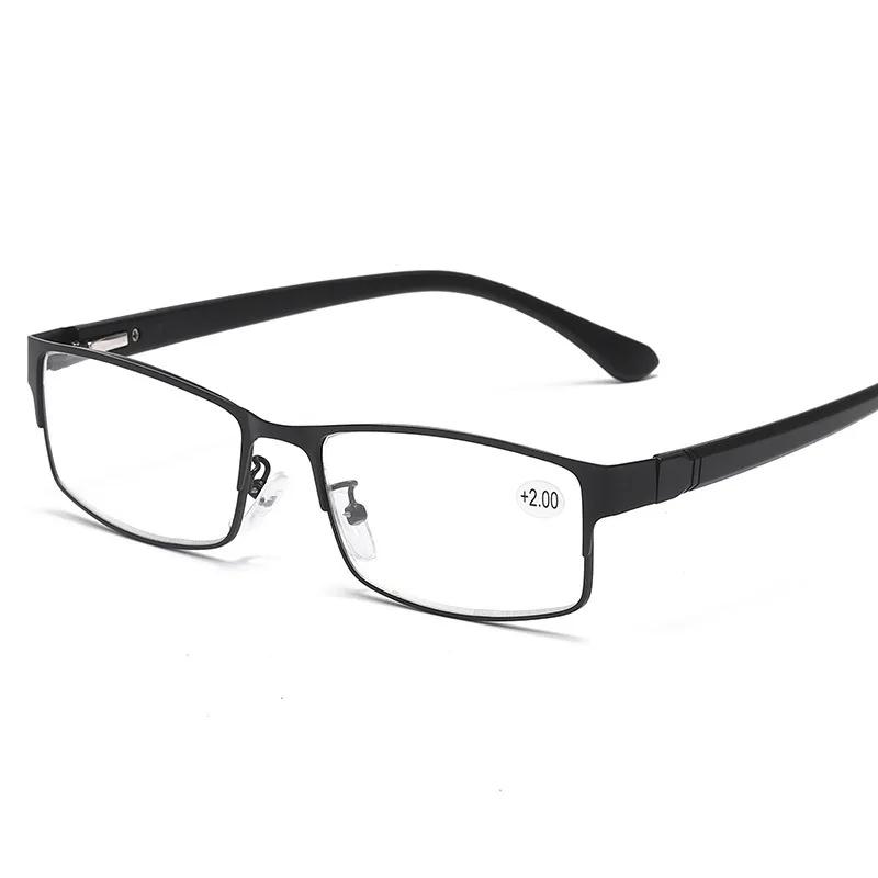 Men'S Business Reading Glasses Minimalist Blue Light Presbyopia Glasses Metal Frame  Spring Foot Reading Mirror +100 To+400