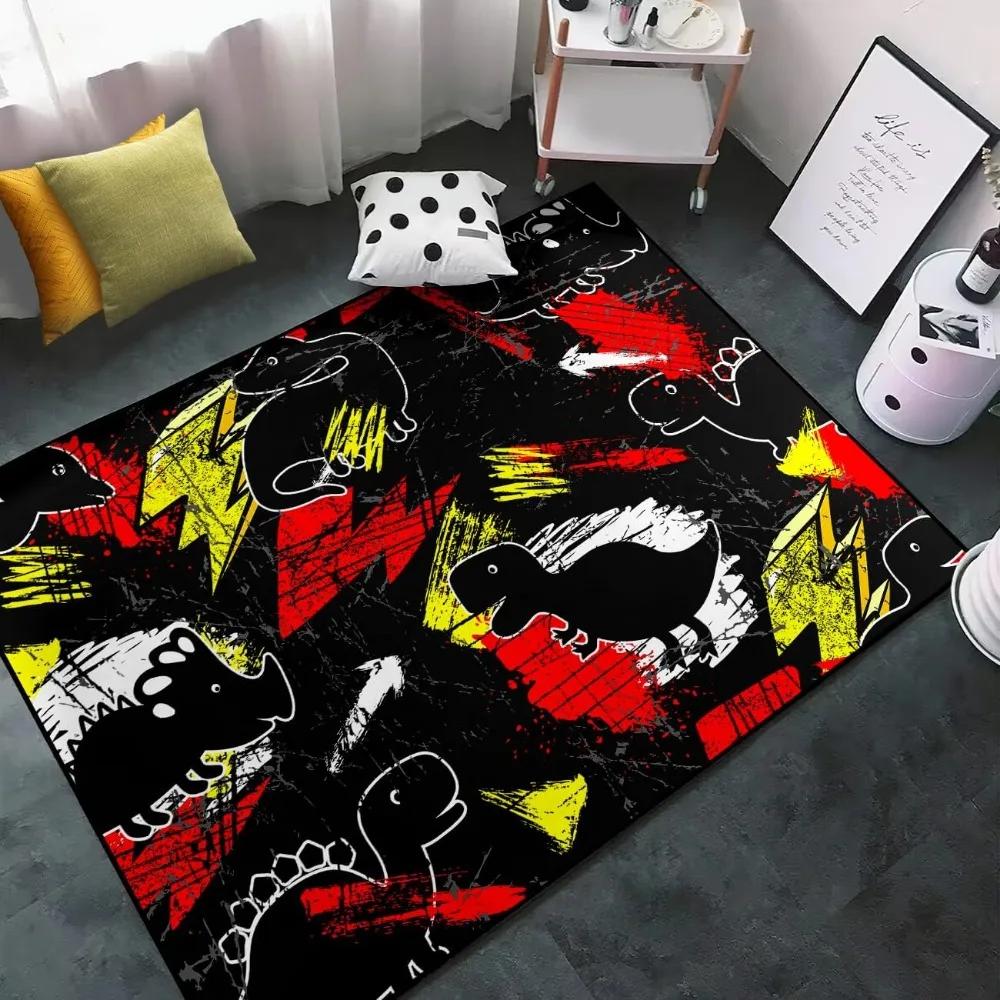 Boys Bedroom Dinosaur Rug Cartoon Dino Area Rugs Funny PlayMat Cute Printed Carpet Polyester Floor Mat Living Room Decor Doormat