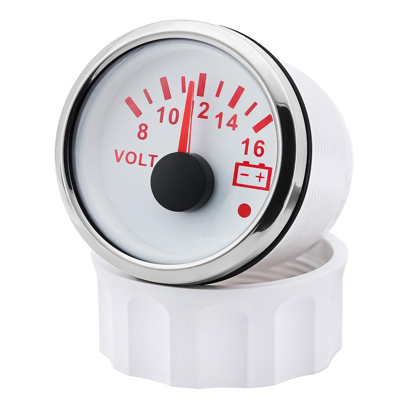 AD 52mm Voltmeter with Alarm Light Volt Meter Gauge Voltage for Marine Car Caravan Boat Camper RV Truck 12v Voltmeter Ammeter