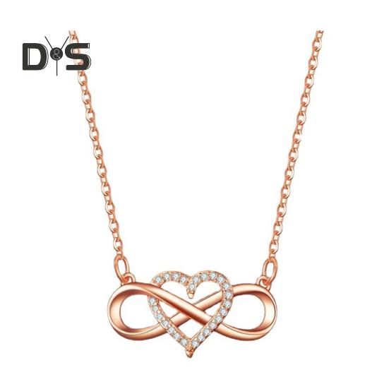 Collier Cœur Infini pour Femmes Collier Pendentif Cœur d'Amour Zircone Cubique Cadeaux Romantiques d'Anniversaire pour Petite Amie Épouse