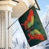 2D Flat, 1pc 2D Flat Decorative Flag, Abstract Art Red Butterfly with Dark Green Background Pattern Flag, Vintage-Style Artistic Hanging Picture, Home