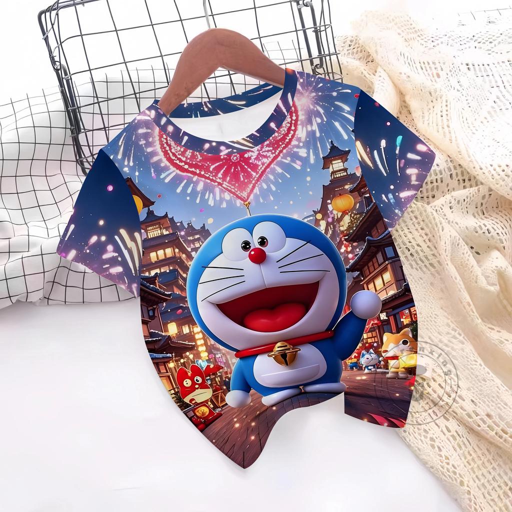 Summer Doraemon 3D Printe Children's Tops Teenagers From T-Shirts For Boys Girls Kids Clothes Short Sleeve