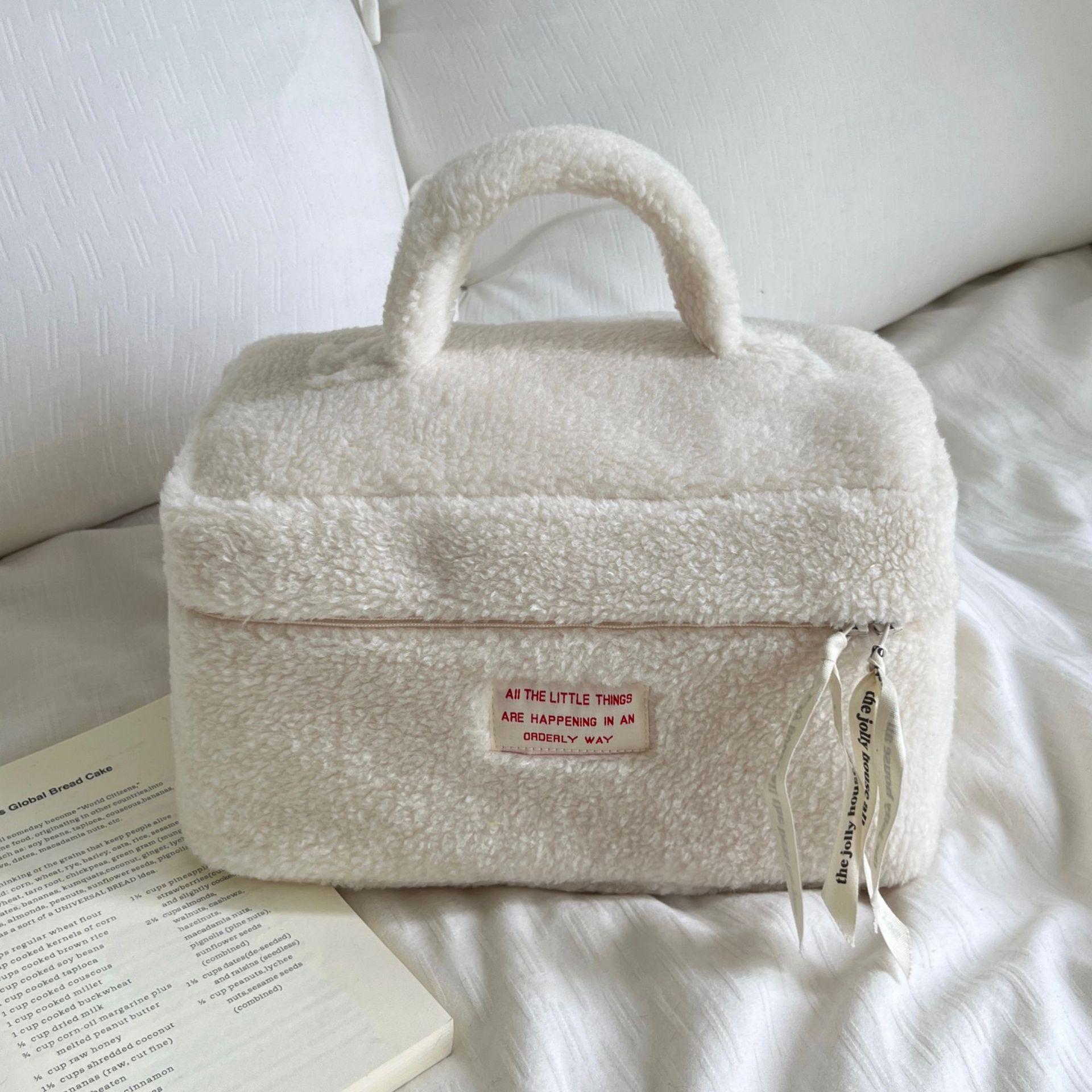 

Простой стиль, женский большой косметичка, зимняя плюшевая косметичка в рулонах, дорожная сумка-органайзер для девочки