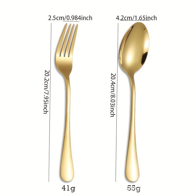 Set 12 Bucăți Linguriță și Furculiță din Oțel Inoxidabil Argintiu Auriu Set Veselă de Bucătărie și Casă Linguriță Grosă Grad Alimentar
