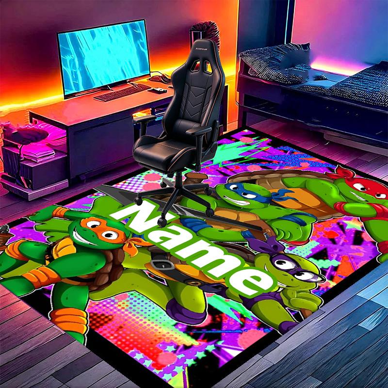 Custom Name Personalized Teenage Mutant Ninja Turtles Print Carpet, Versatile Home Decor Rug, for Playroom, Apartment, Balcony, Entryway, Hallway Gift