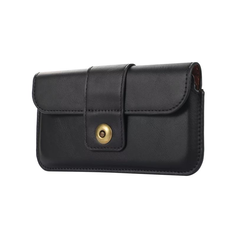 

Универсальный кожаный чехол для телефона, чехол с зажимом для ремня, кобура, поясная сумка для IPhone Xiaomi Huawei Oppo Vivo one size чёрный