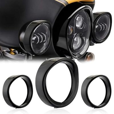Largoods Motorcykel 7-tums Strålkastarlist, LED-listring, Trim, 4,5-tums Dimljusring, Visirinfattning, Rostfritt Stål, Kraftig, Infälld, Bla