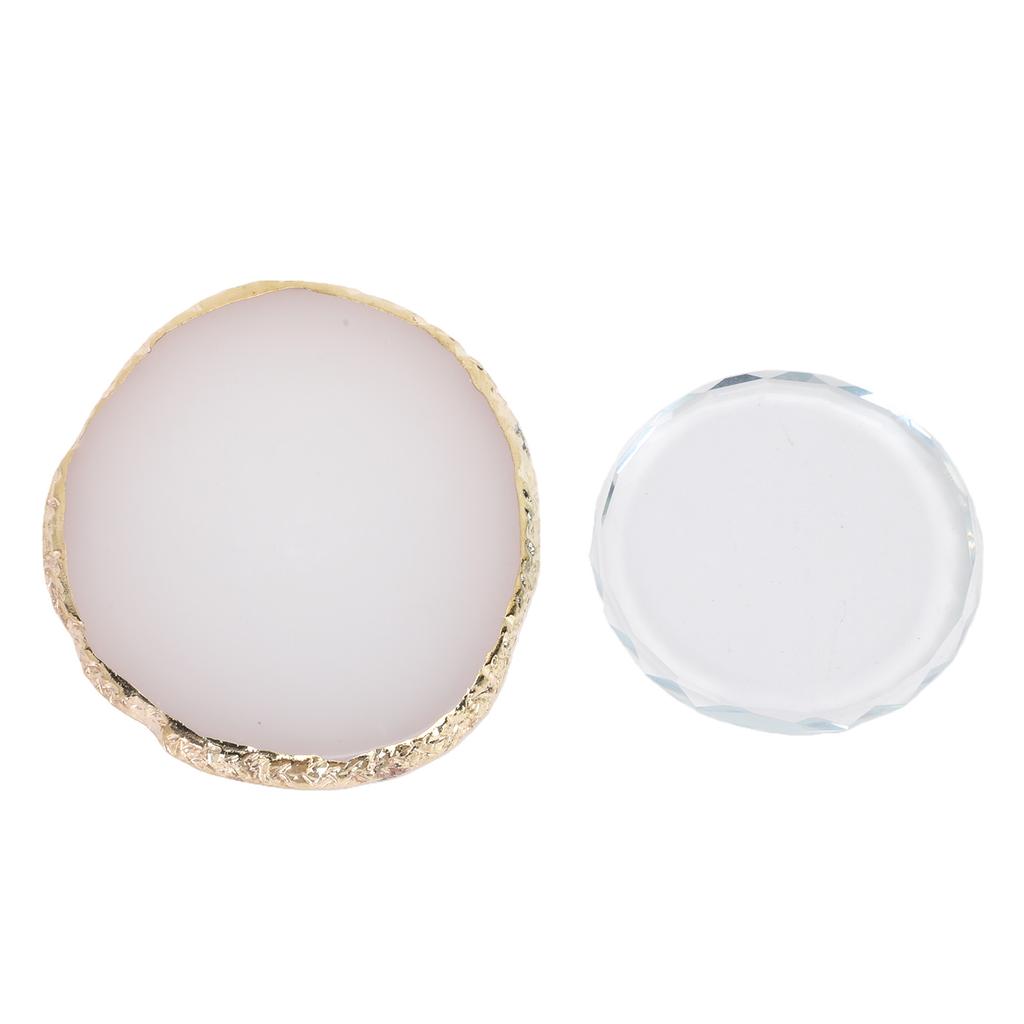 Nail Art Polish Palette Glass Resin Gilded Edges Nail Art Makeup Mixing Tray for Nail Salon DIY Enthusiasts 2pcs