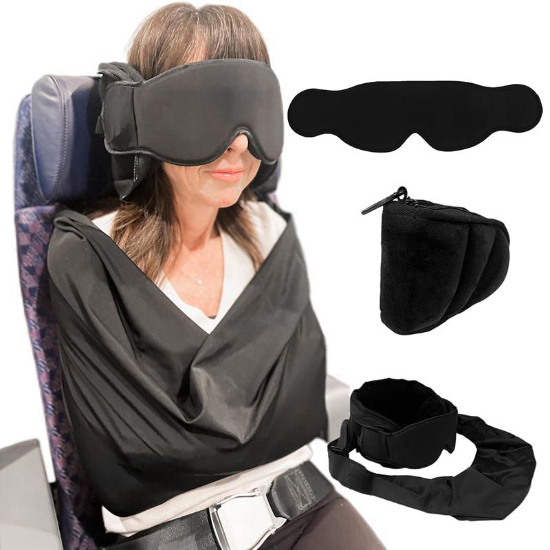 1 Set Flights Travel Pillows Pure Memory Neck Pillow Eye Mask Comfortable Breathable Cover Machine Washable Airplane Travel Kit