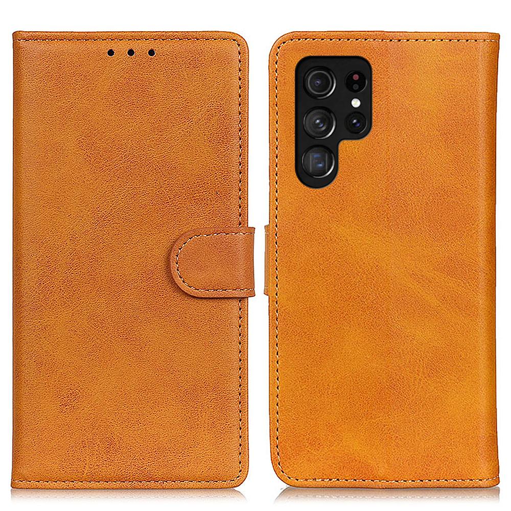 For Samsung Galaxy S26 Ultra Case Cowhide Texture Leather Wallet Stand Phone Cover