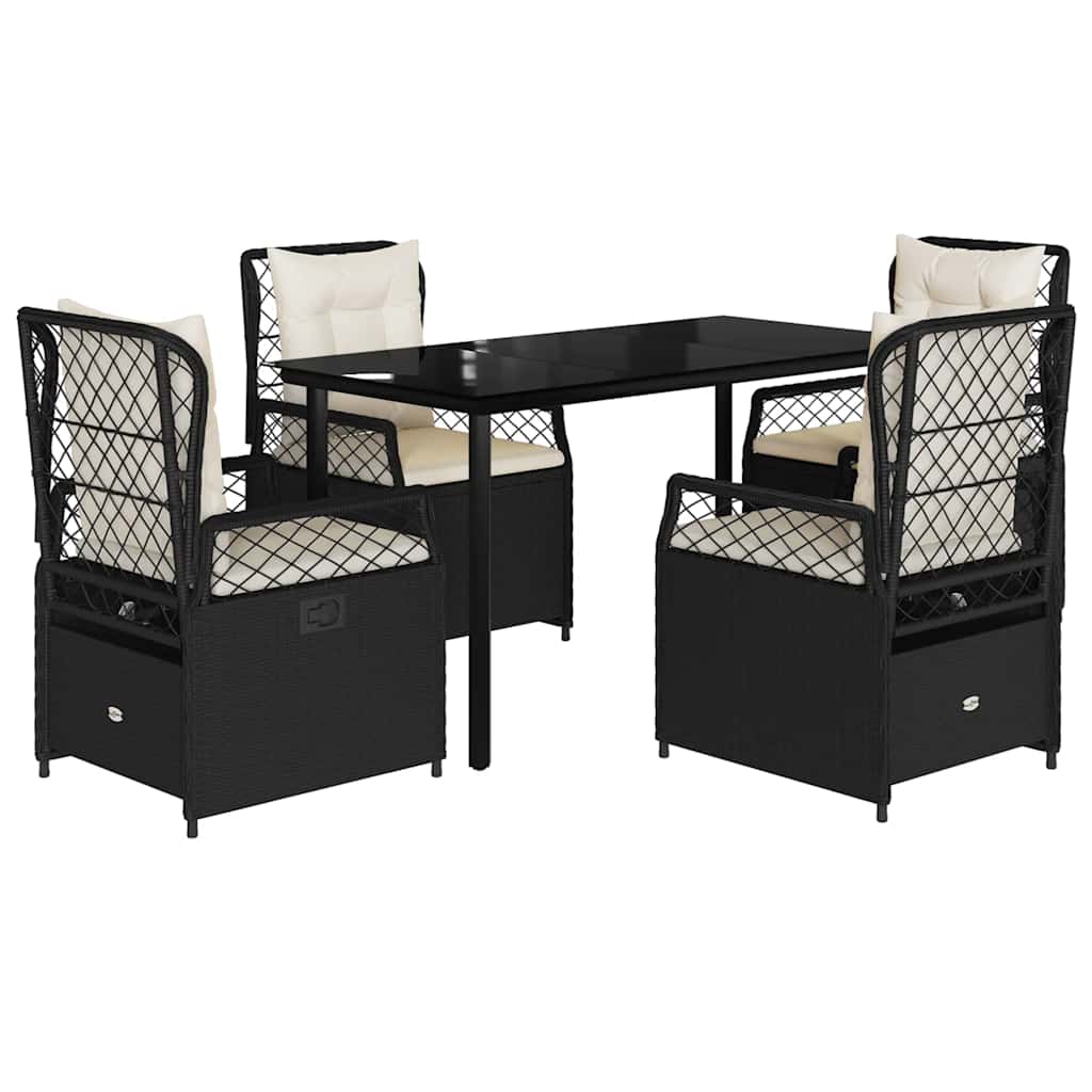 Vidaxl 5-Cz. Garden Furniture Set With Cushions, Black, Poly Rattan