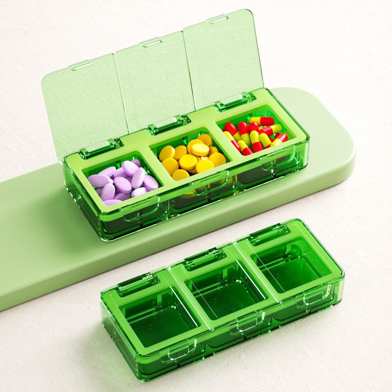 Travel Pillbox - Three-Compartment Design,  For Storing Everyday Medications