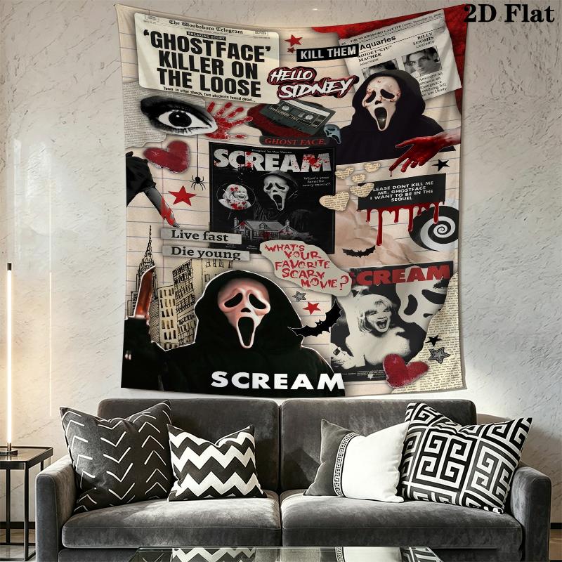 Scream Wall Tapestry Aesthetic Wall Hanging Printed Fabric Blanket Decorative Tapestries for Bedroom Living Room Home Decor