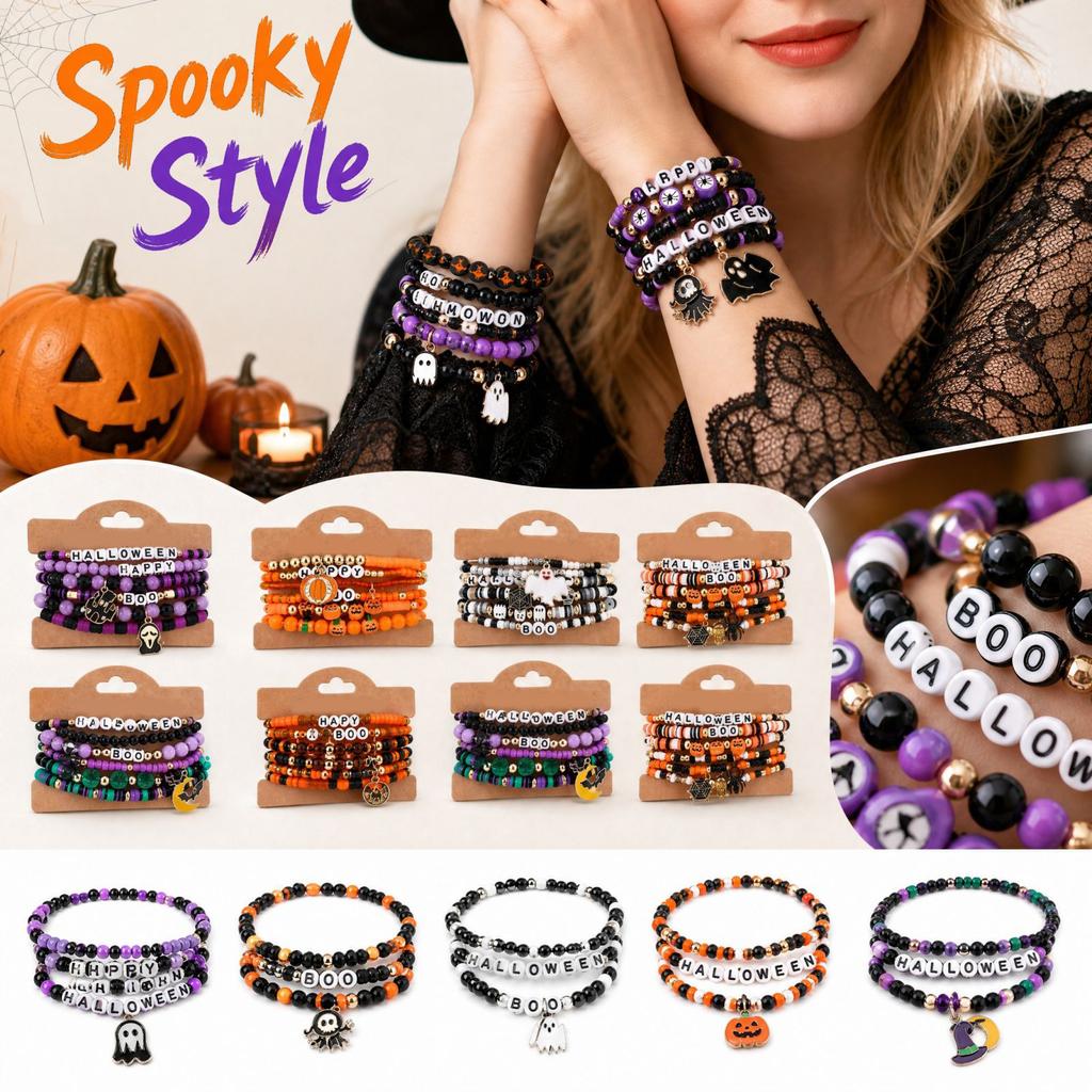 Halloween Bracelet Set for Women - Bracelets for Girls - Costume Party Jewelry Accessories