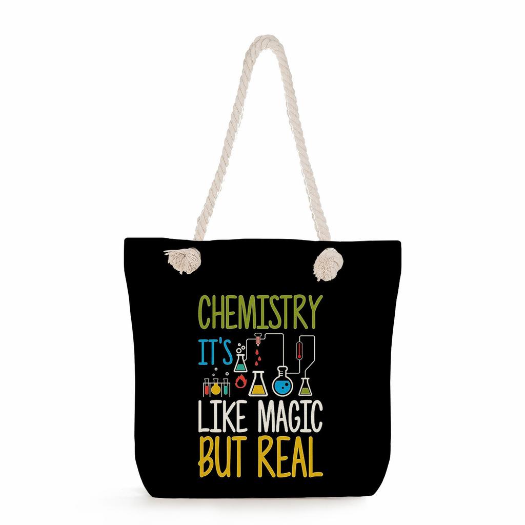 Physical Chemistry print thick rope single-shoulder beach bag 7216