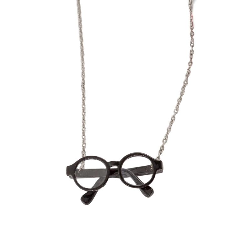 Creative Mini Glasses Shaped Necklace Fashion Accessory Made of Titanium Steel and Acrylic for Sensitive Skin Long Lasting Wear